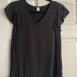 Chic Black Blouse with White Polka Dots